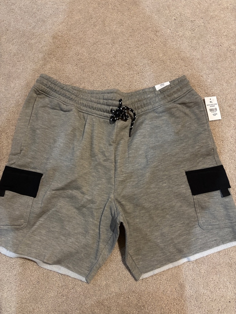 Rue21 Gray Athletic Cargo Drawstring Shorts with Black Accents
